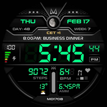 MD170B Digital watch face screenshot