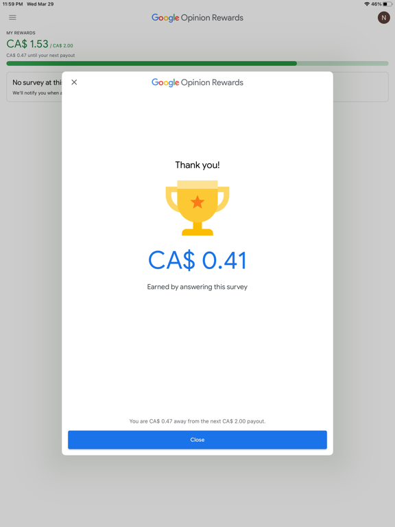 Google Opinion Rewards screenshot