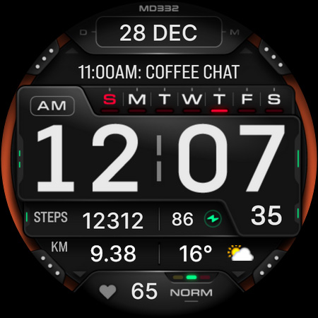 MD332 Digital watch face screenshot