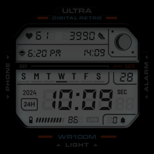 ULTRA Digital Retro watch face screenshot