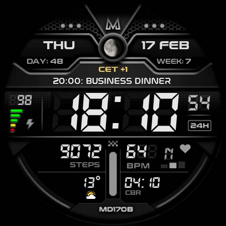 MD170B Digital watch face screenshot