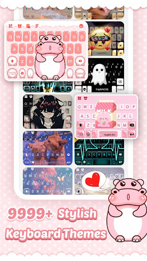 Pink Cute Hippo Theme screenshot