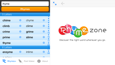 RhymeZone Rhyming Dictionary screenshot
