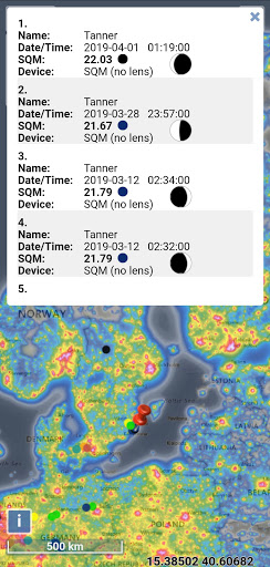 Light pollution map screenshot