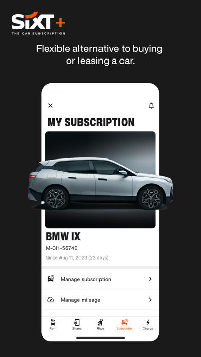 SIXT rent. share. ride. plus. screenshot