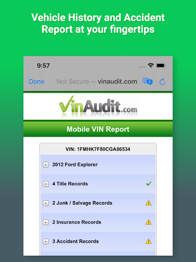VIN Check Report for Used Cars screenshot