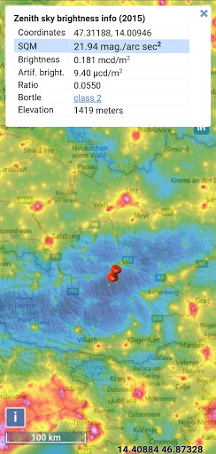 Light pollution map screenshot