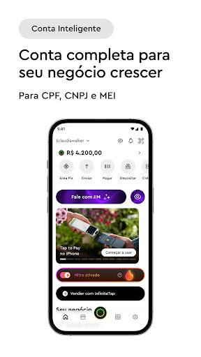 InfinitePay Tap, Conta, Cartão screenshot