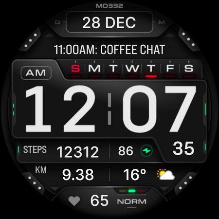 MD332 Digital watch face screenshot