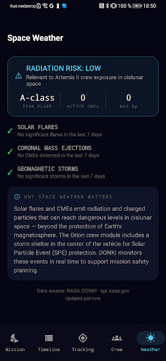 Artemis II Tracker screenshot