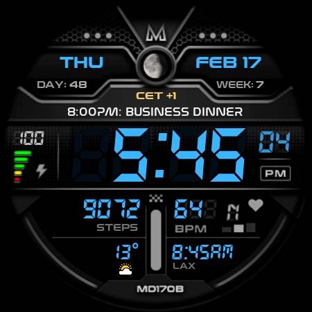 MD170B Digital watch face screenshot