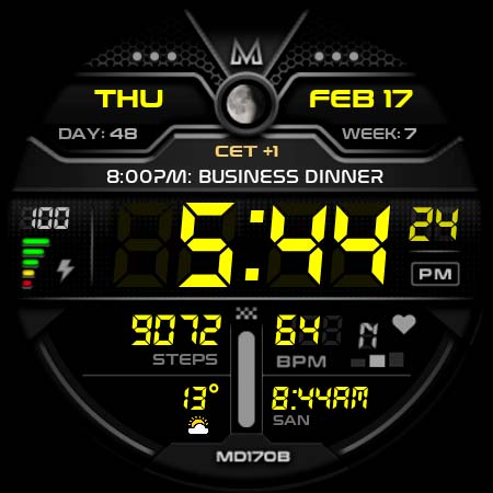 MD170B Digital watch face screenshot