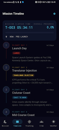 Artemis II Tracker screenshot