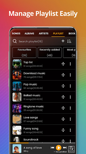 Music player screenshot