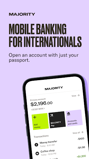 MAJORITY: Mobile banking screenshot
