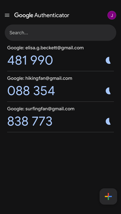 Google Authenticator screenshot