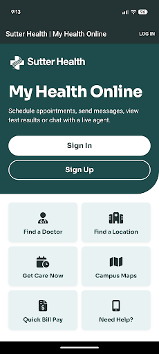 Sutter Health My Health Online screenshot