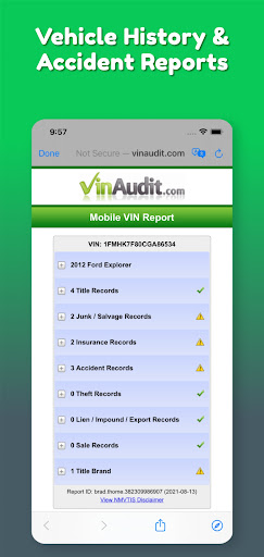 VIN Check Report for Used Cars screenshot