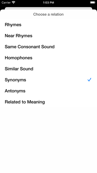 RhymeZone Rhyming Dictionary screenshot
