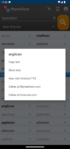 RhymeZone Rhyming Dictionary screenshot