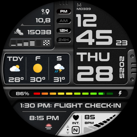 MD339 Digital watch face screenshot