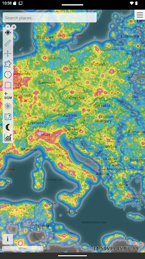 Light pollution map screenshot