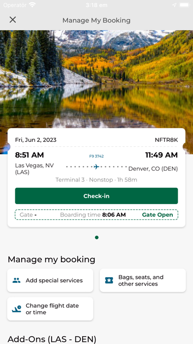 Frontier Airlines screenshot