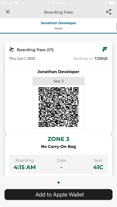 Frontier Airlines screenshot