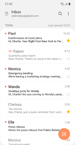 Samsung Email screenshot