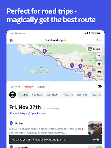 Wanderlog - Trip Planner App screenshot