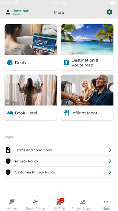 Frontier Airlines screenshot