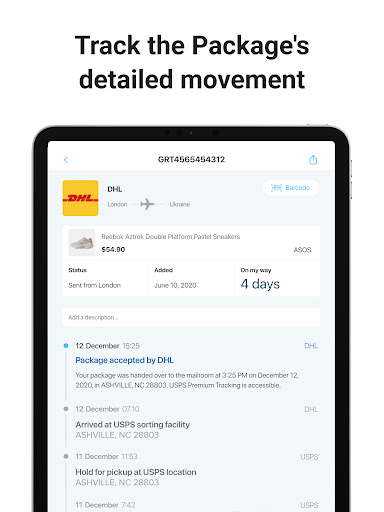 Package Tracker - pkge Mobile screenshot