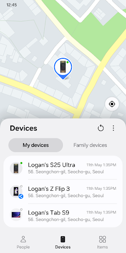 Samsung Find: Location Sharing screenshot