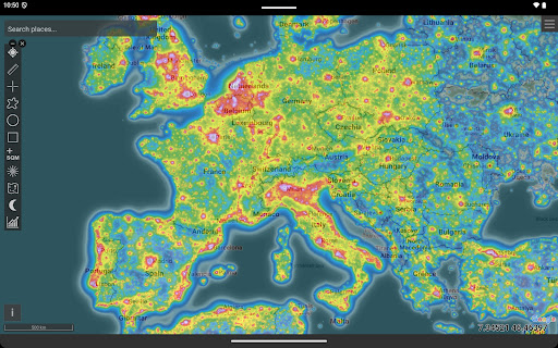 Light pollution map screenshot