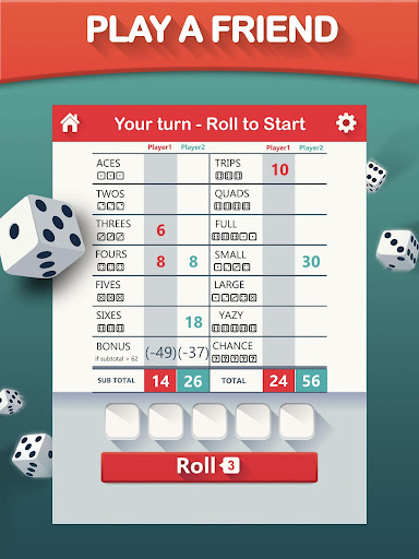 Yazy the yatzy dice game screenshot