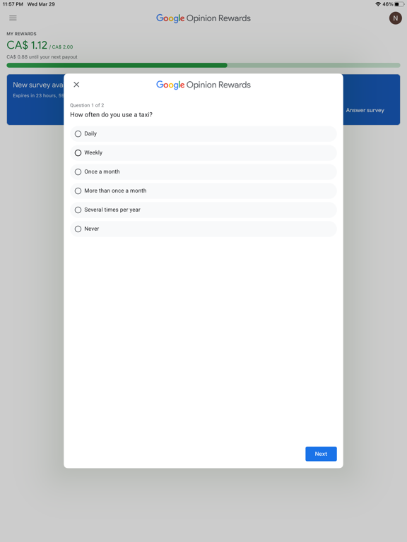 Google Opinion Rewards screenshot