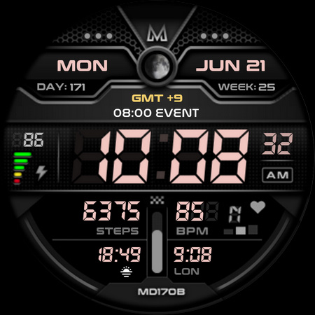 MD170B Digital watch face screenshot