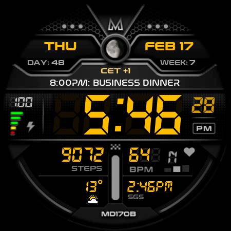 MD170B Digital watch face screenshot