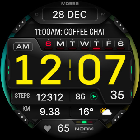 MD332 Digital watch face screenshot