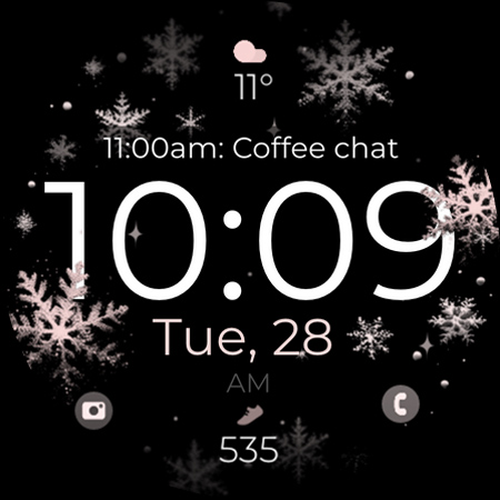 Snowflake rose gold watch face screenshot