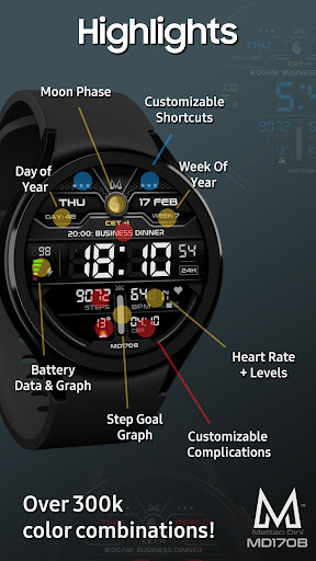 MD170B Digital watch face screenshot