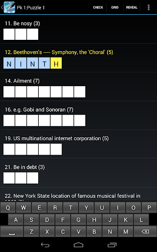 Crossword screenshot