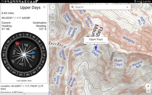 Wasatch Backcountry Skiing Map screenshot