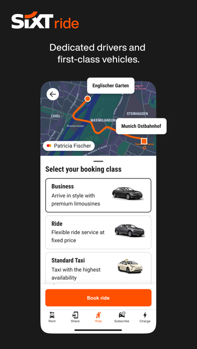 SIXT rent. share. ride. plus. screenshot